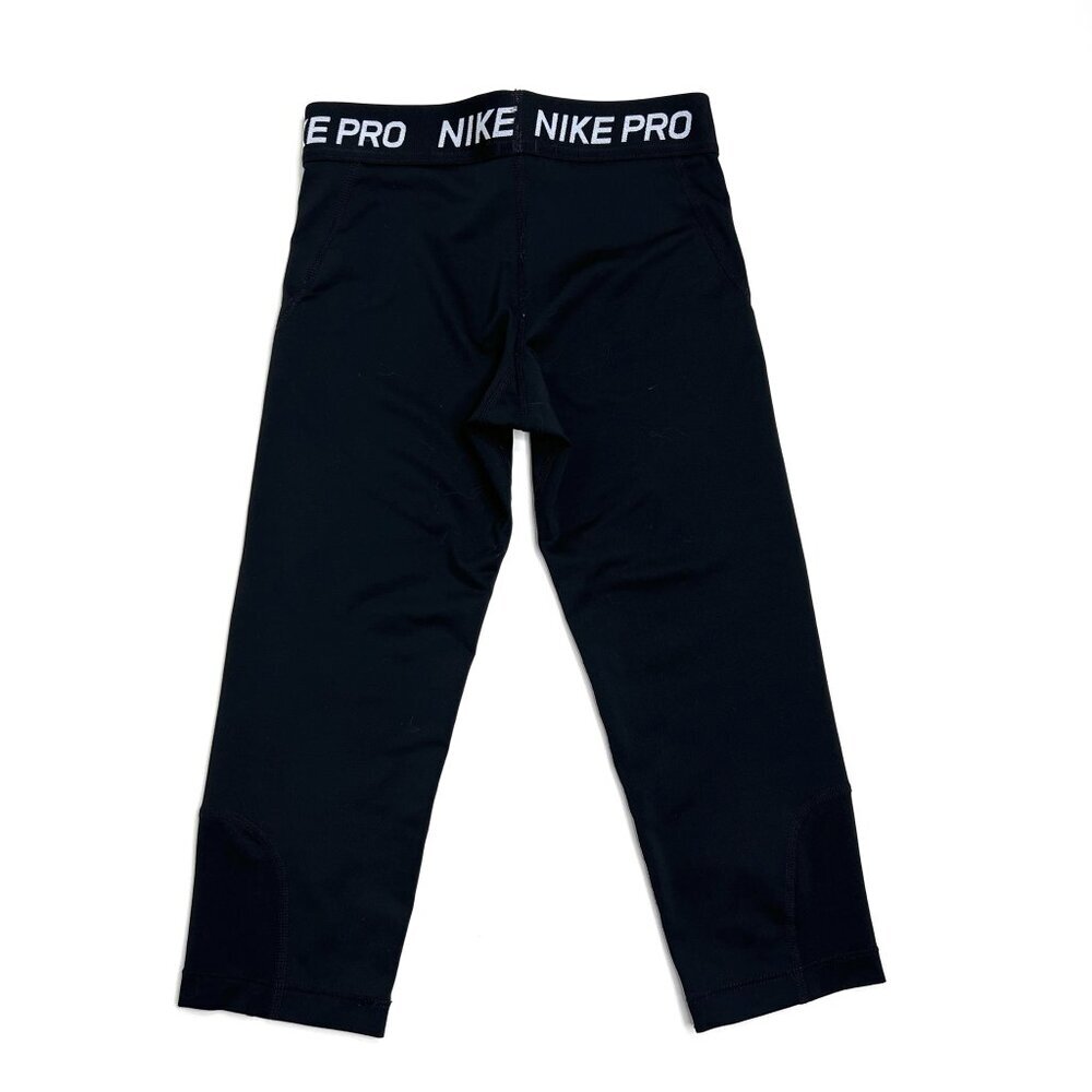 Nike Pro Dri-Fit Girls' Black Cropped Athletic Athleisure Active Leggings Size S - Picture 4 of 4